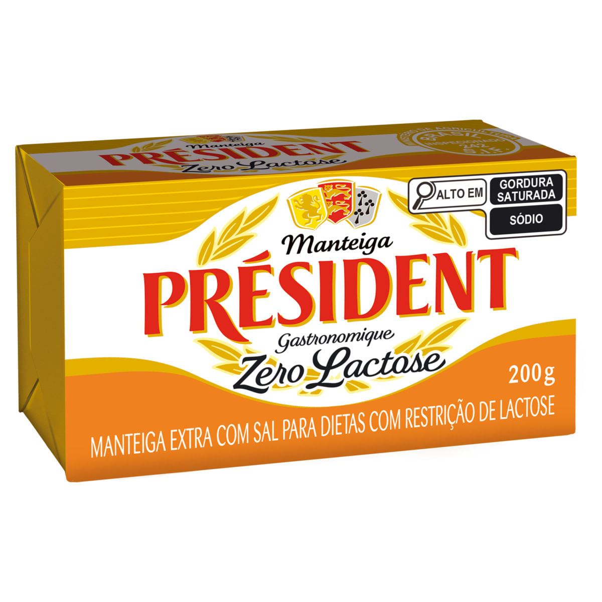 Manteiga Extra com Sal Zero Lactose Président Gastronomique 200g