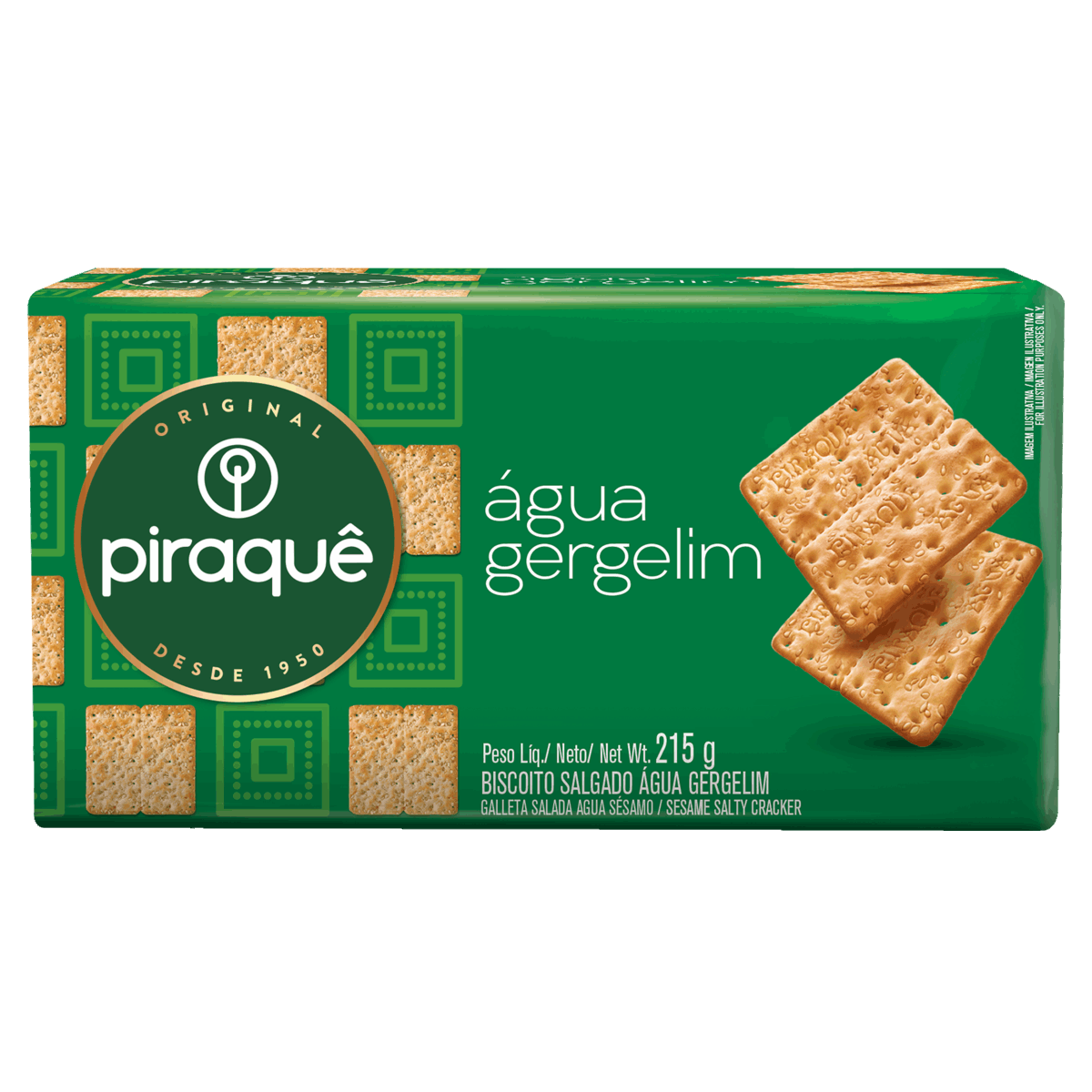 Biscoito Água com Gergelim Piraquê Pacote 215g