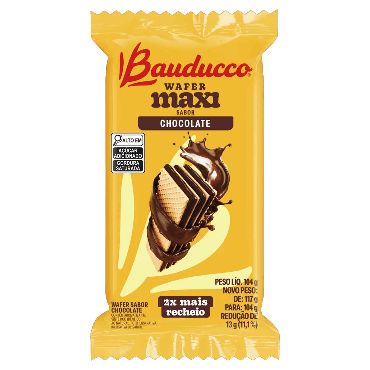 Biscoito Wafer Recheio Chocolate Bauducco Maxi Pacote 104g