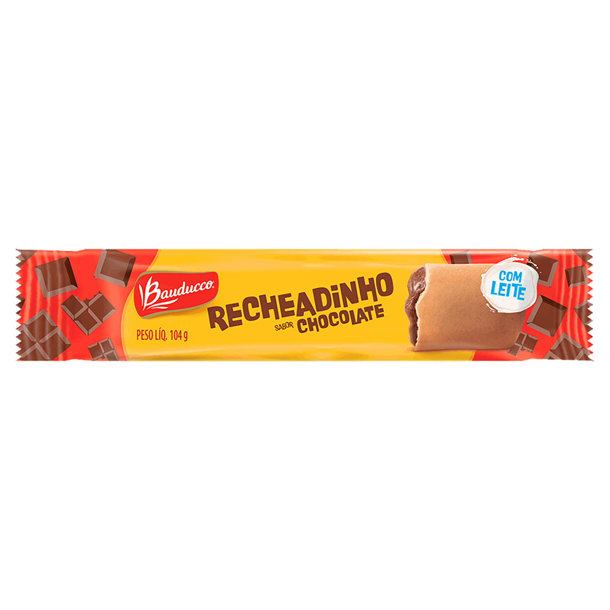 Biscoito Recheio Chocolate Bauducco Recheadinho Pacote 104g