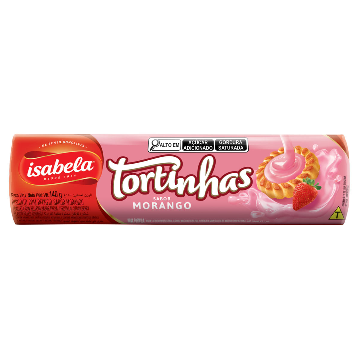 Biscoito Recheio Morango Isabela Tortinhas Pacote 140g