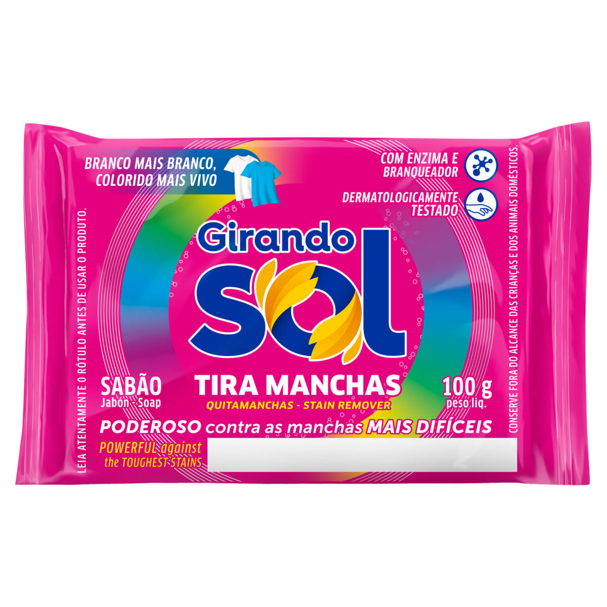 Sabão Barra Tira-Manchas Girando Sol Flow Pack 100g