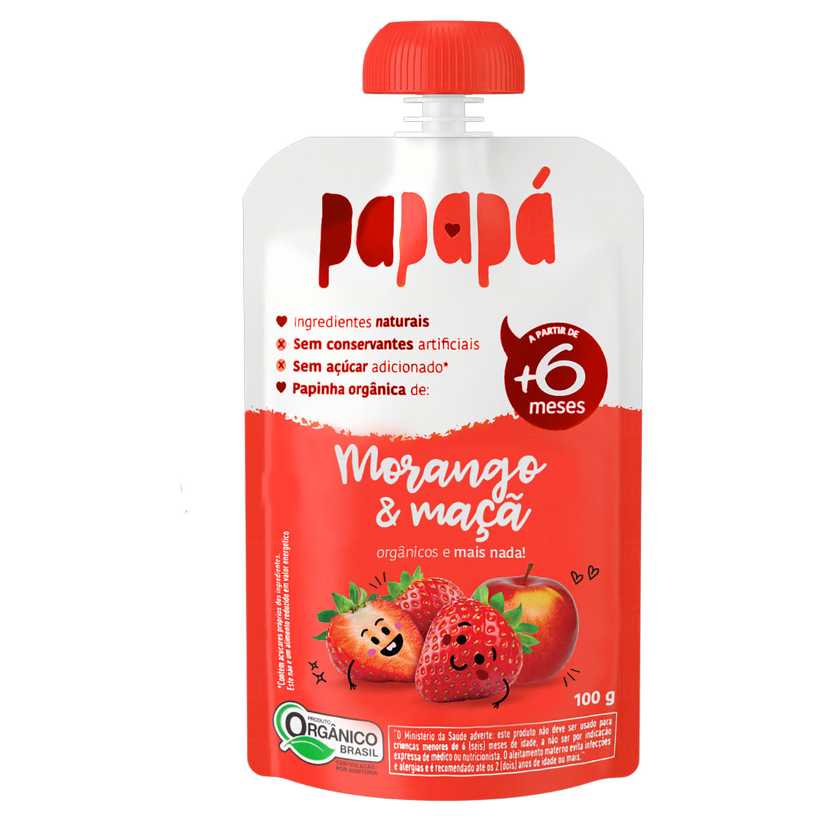 Papinha Orgânica Morango & Maçã Papapá Squeeze 100g